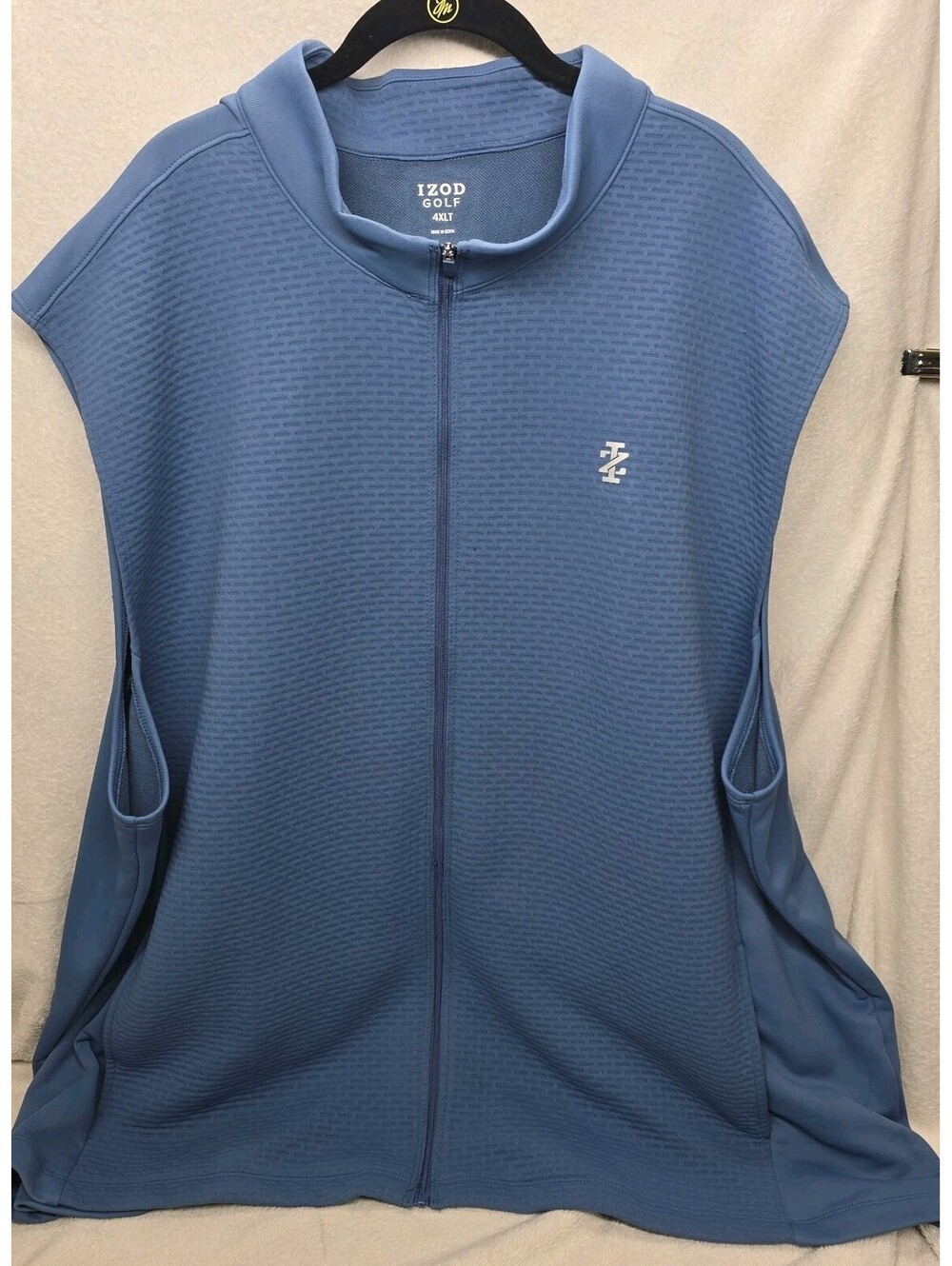 Izod Golf Vest Men's 4XLT Big And Tall Blue Performance Full Zipper